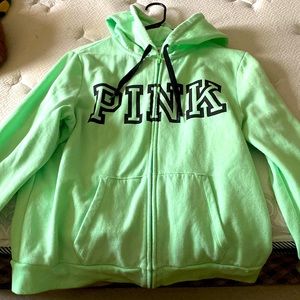 New zip up hoodie pink by Vitoria secret size XL